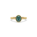 14K Yellow Gold Fancy Green Oval Solitaire Diamond Engagement Ring