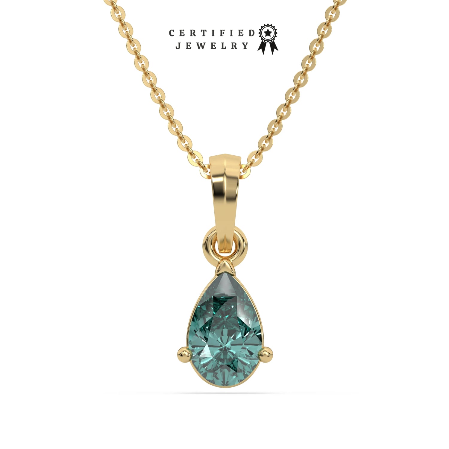 3 CT Fancy Green Diamond Pear Solitaire Necklace