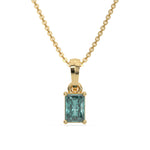18K Yellow Gold Fancy Green Radiant Solitaire Diamond Necklace