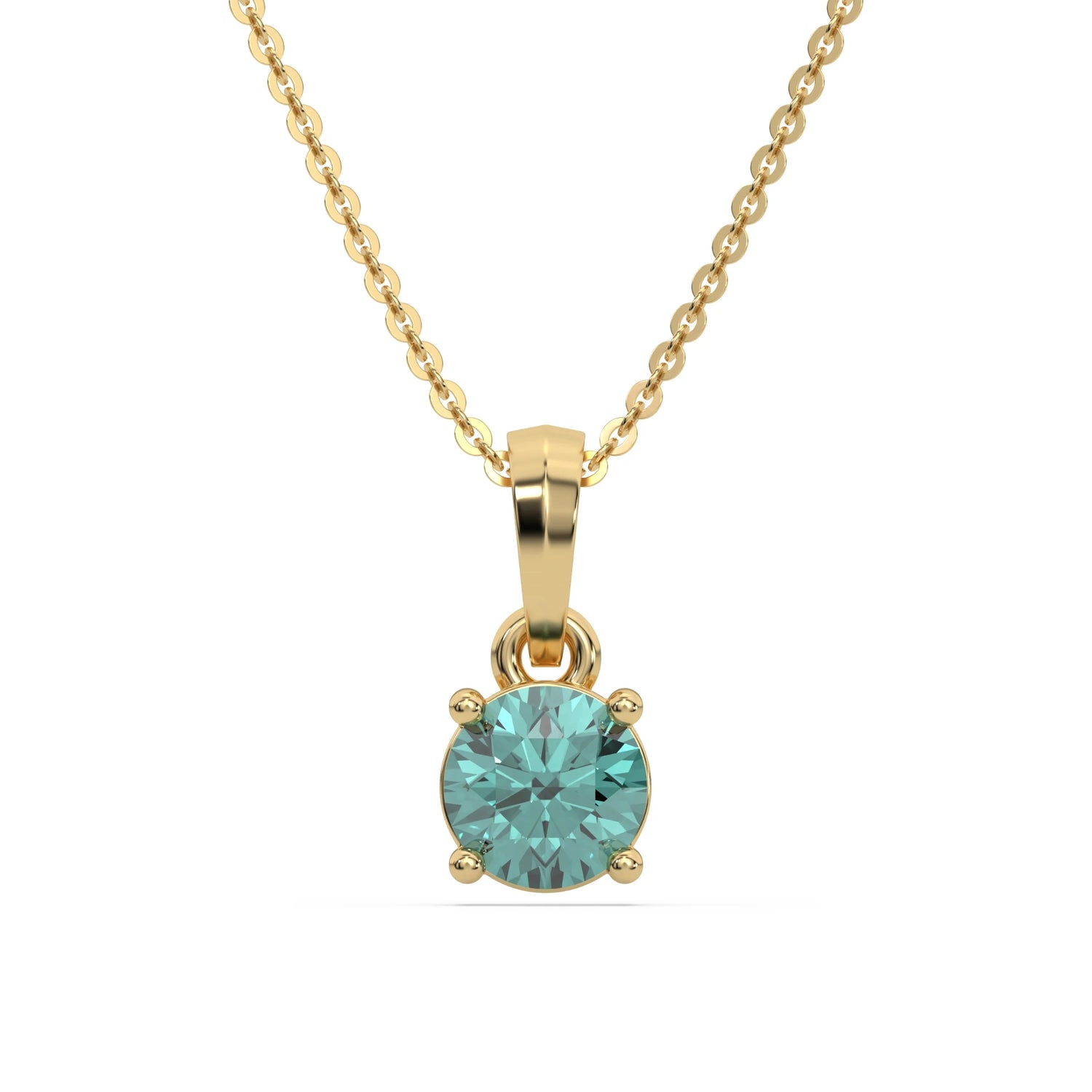 3 CT Round Cut Fancy Green Lab Grown Gold Diamond Solitaire Necklace