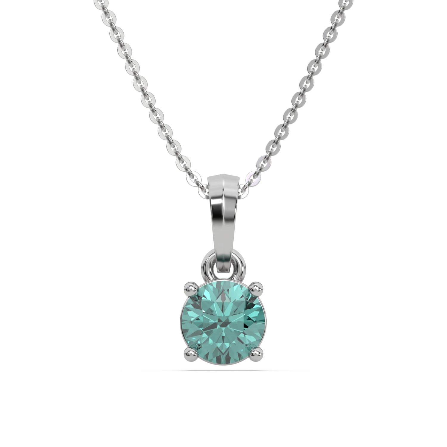 3 CT Round Cut Fancy Green Lab Grown Gold Diamond Solitaire Necklace