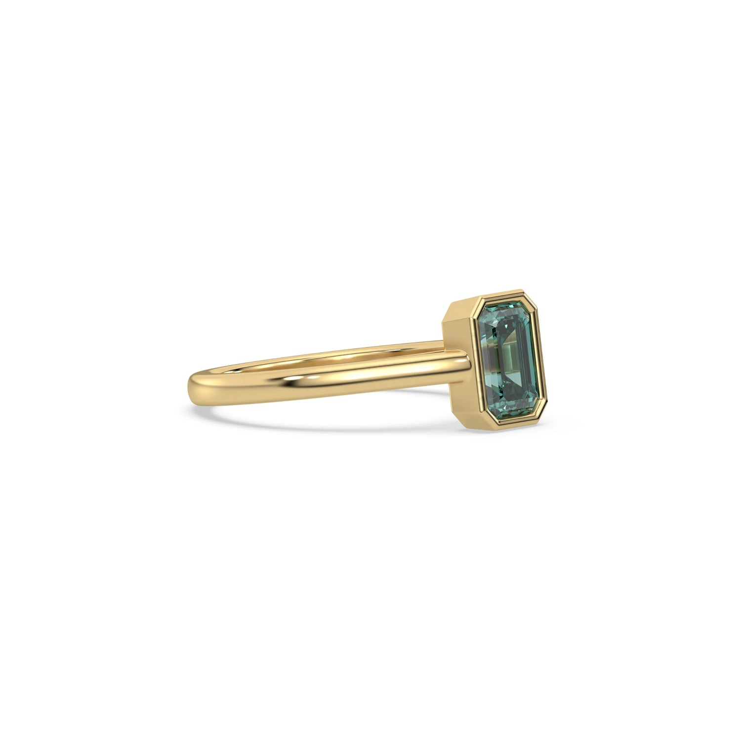 18K Yellow Gold Fancy Green Emerald Diamond Engagement Ring