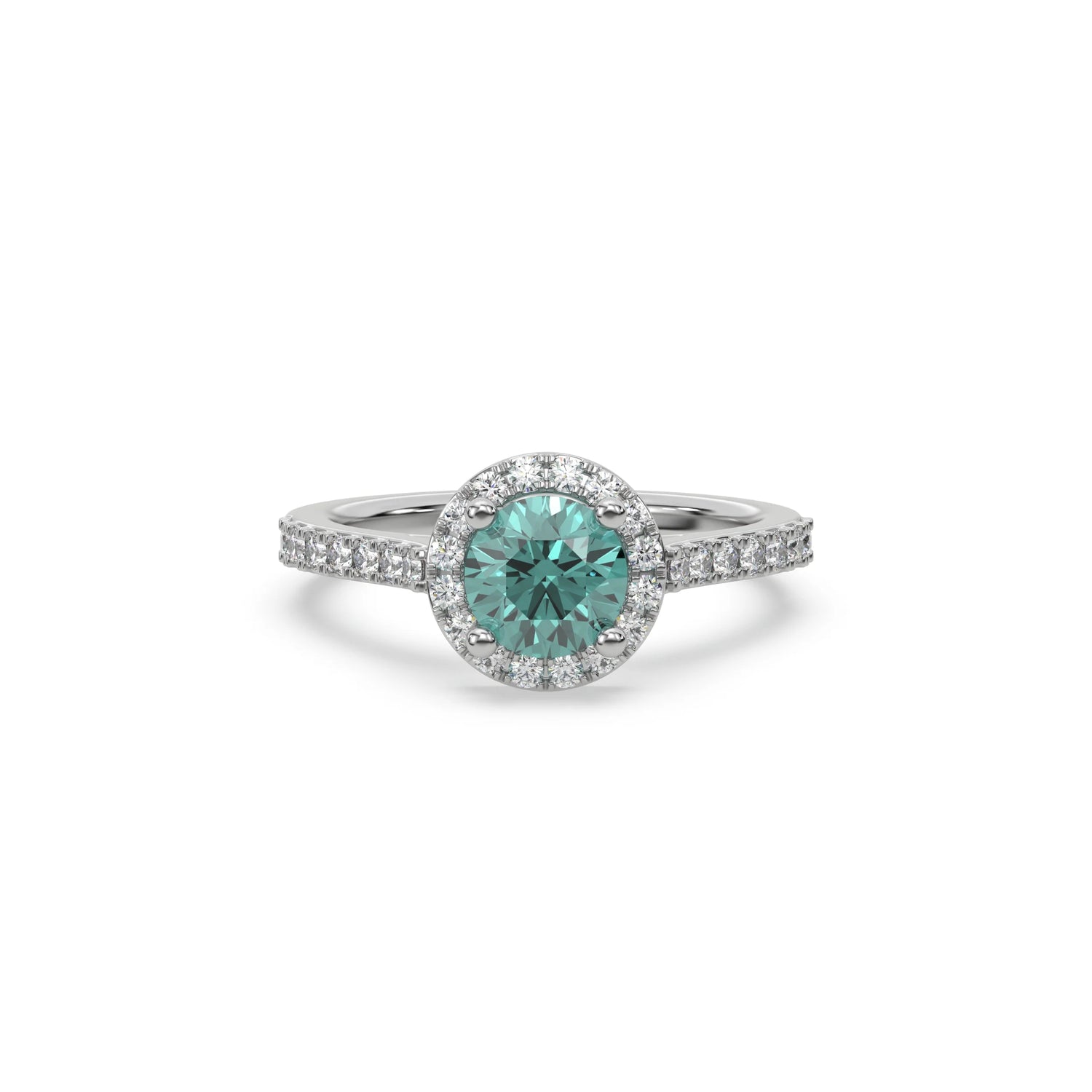 18K Gold Fancy Green Round Solitaire Diamond Engagement Ring