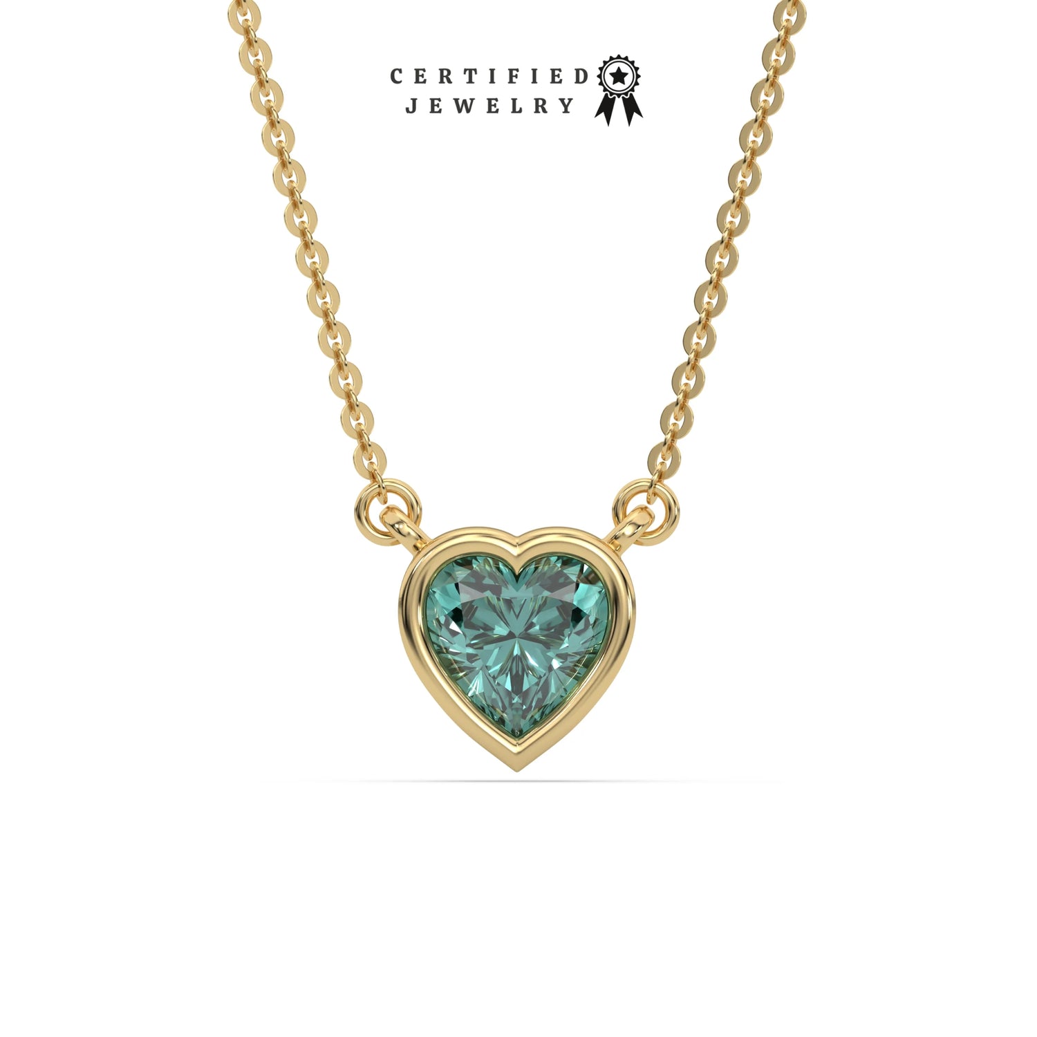 3 CT Fancy Green Diamond Heart Bezel Solitaire Necklace