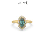 Green Marquise Diamond Ring,14K Green Diamond Engagement Ring, Green Diamond Ring