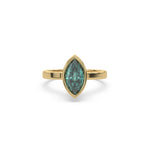 14K Yellow Gold Fancy Green Marquise Diamond Engagement Ring