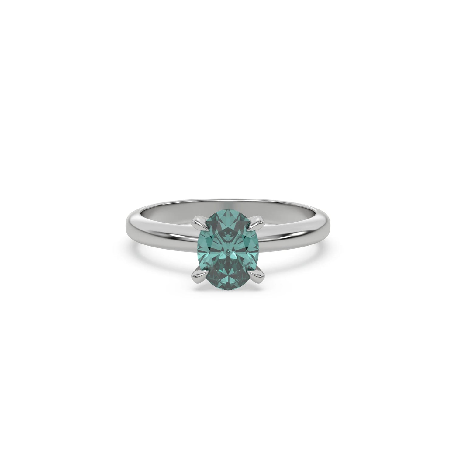 18K Fancy Green Diamond Classic Oval Engagement Ring