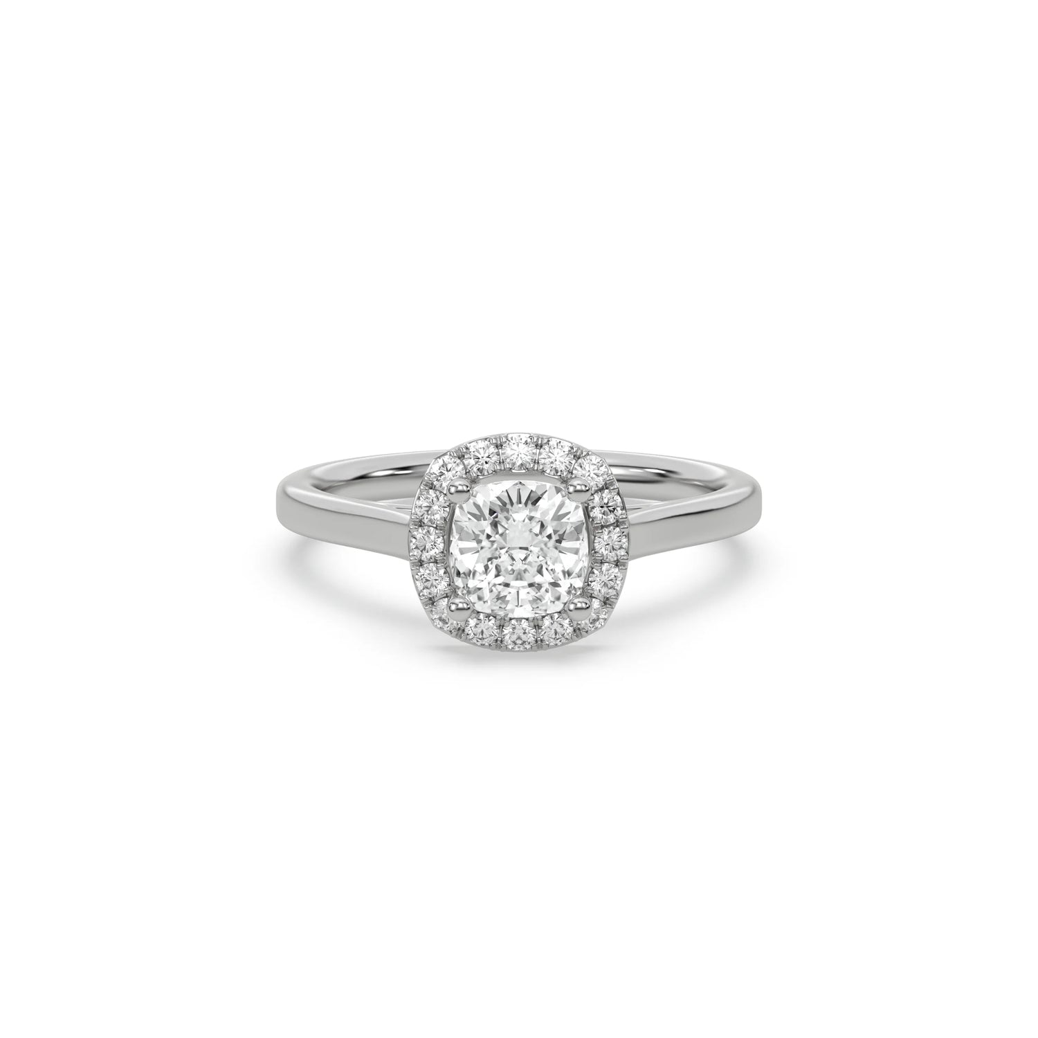 18K Gold 2 CT Cushion Cut Diamond Halo Engagement Ring
