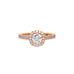 18K Rose Gold Cushion Solitaire Diamond Engagement Ring