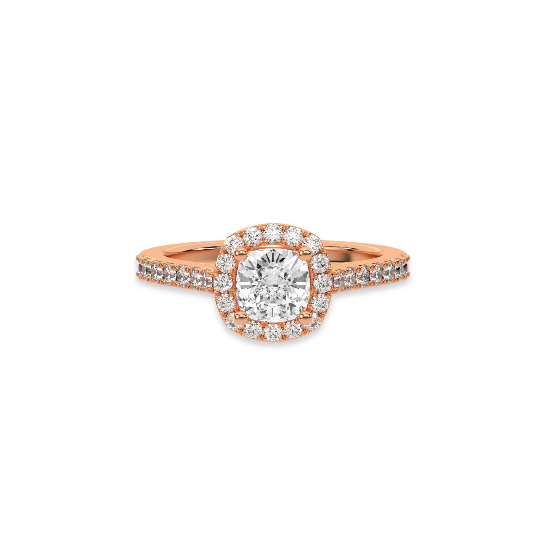 18K Rose Gold Cushion Solitaire Diamond Engagement Ring