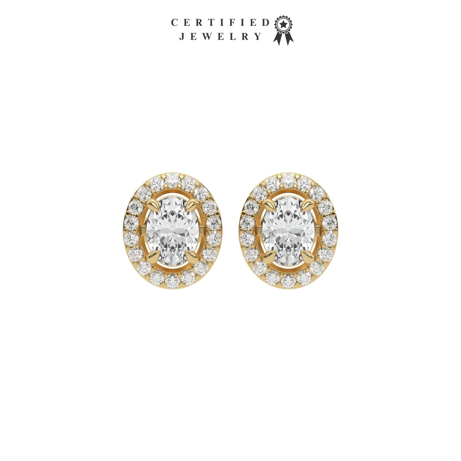 5 CT Lab Diamond Oval Cut Halo Earrings