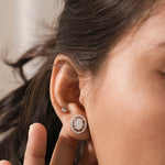 Oval Diamond Gold Earring 