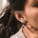 Halo Oval Diamond Gold Earring 