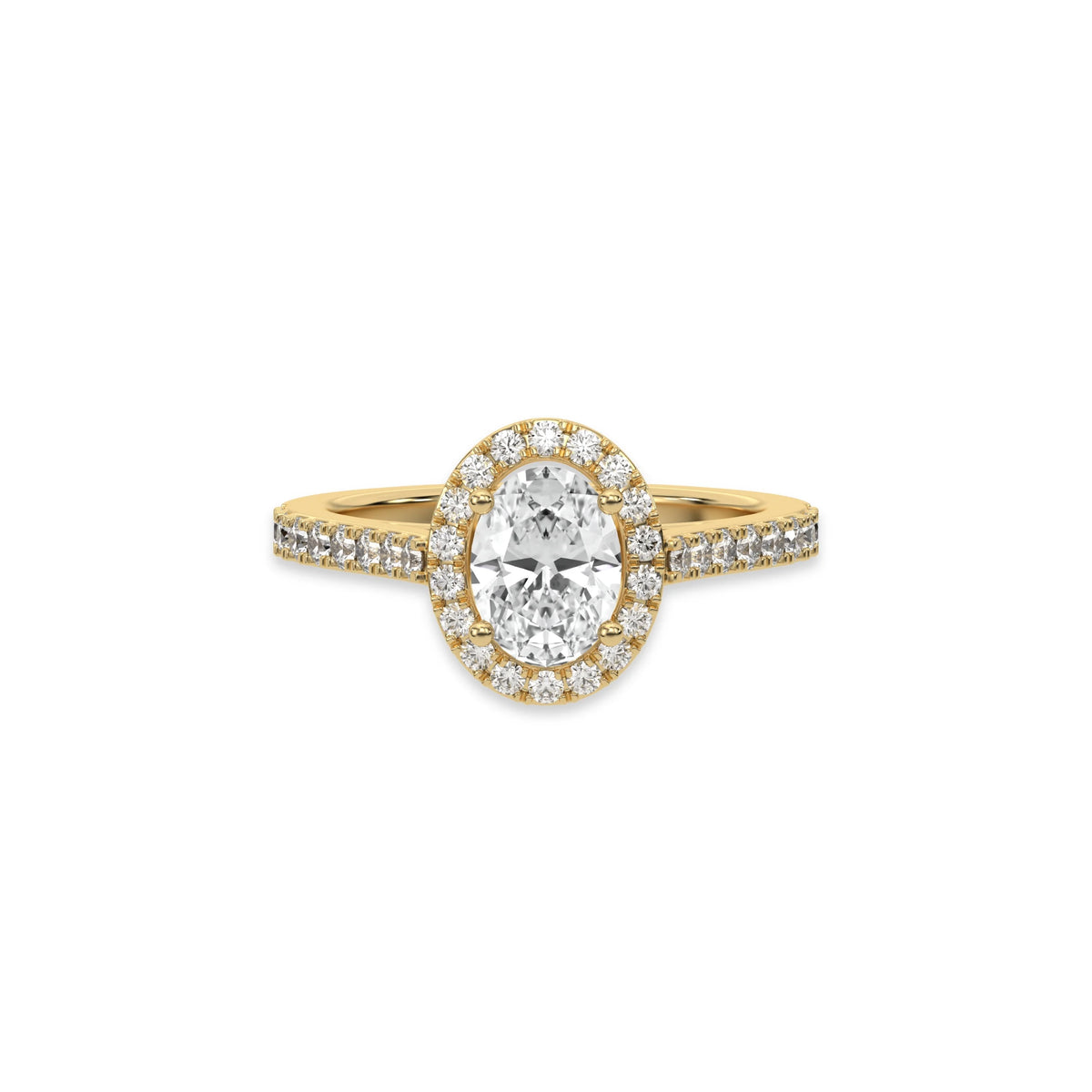 14K Yellow Gold 1 CT Oval Solitaire Diamond Engagement Ring