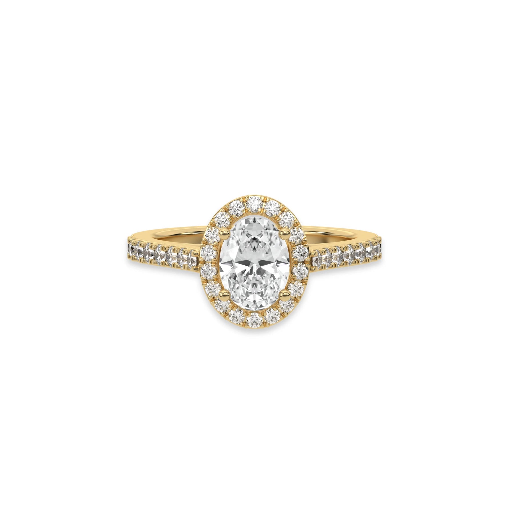 14K Yellow Gold 1 CT Oval Solitaire Diamond Engagement Ring
