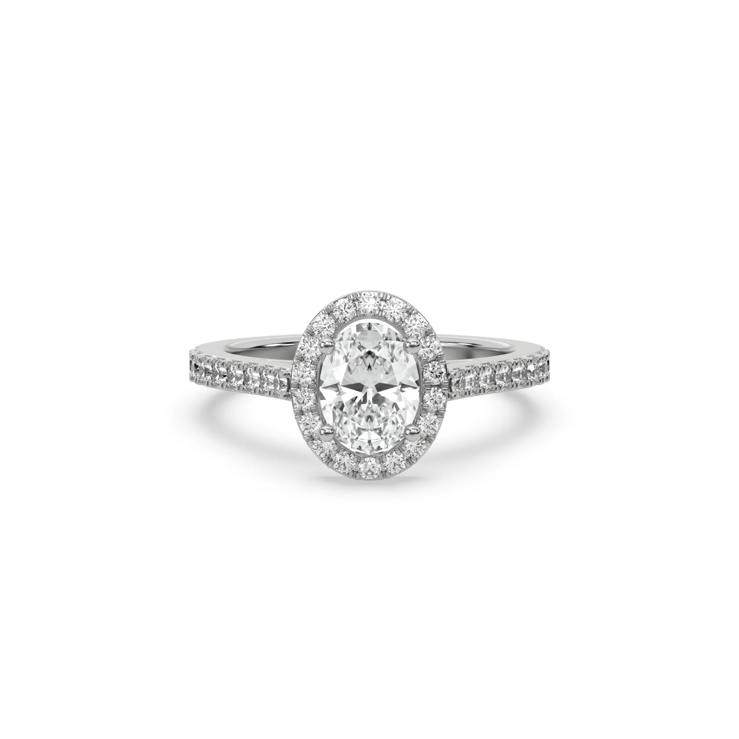 18K White Gold 1 CT Oval Solitaire Diamond Engagement Ring