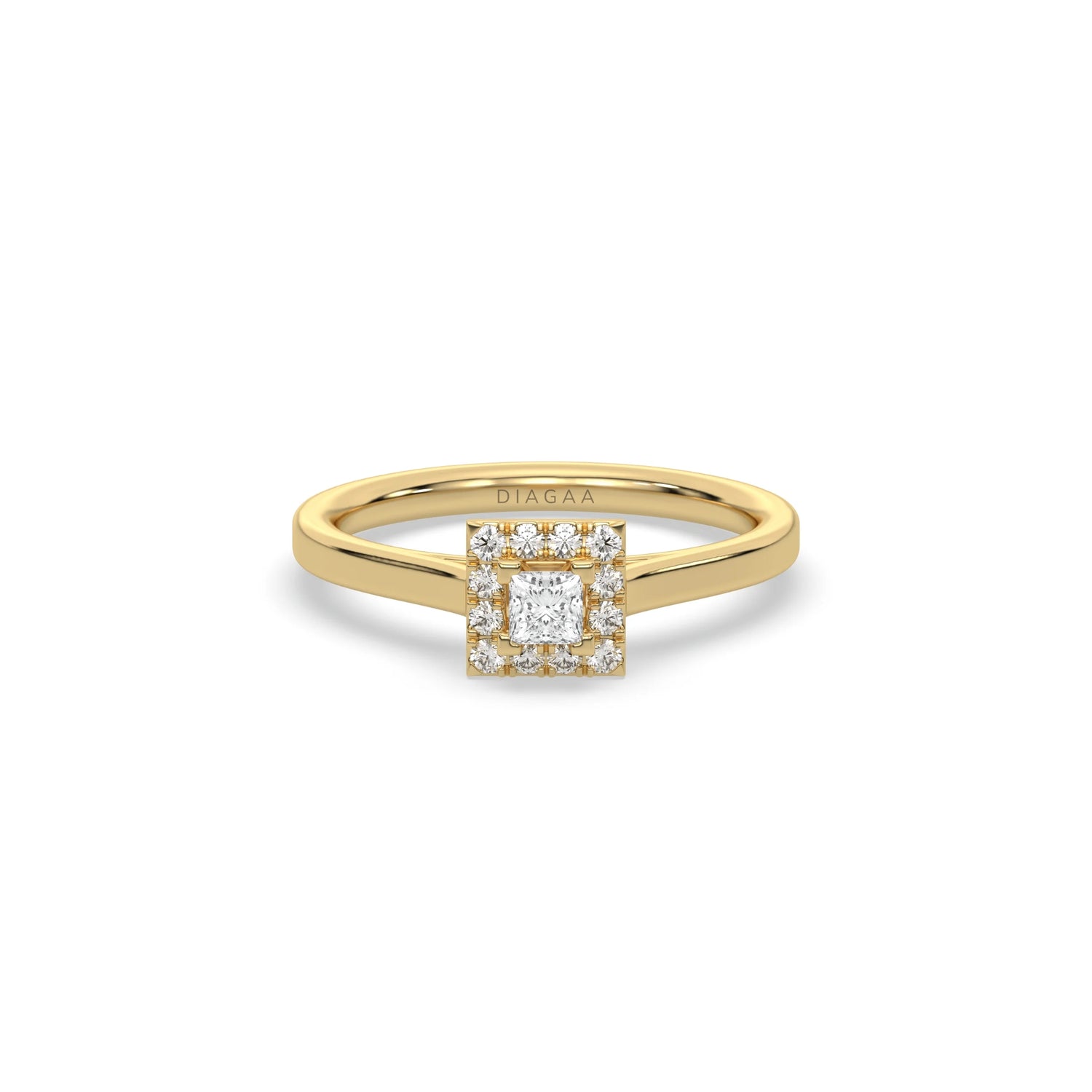 1 CT Lab Grown Princess Shaped Halo Ring