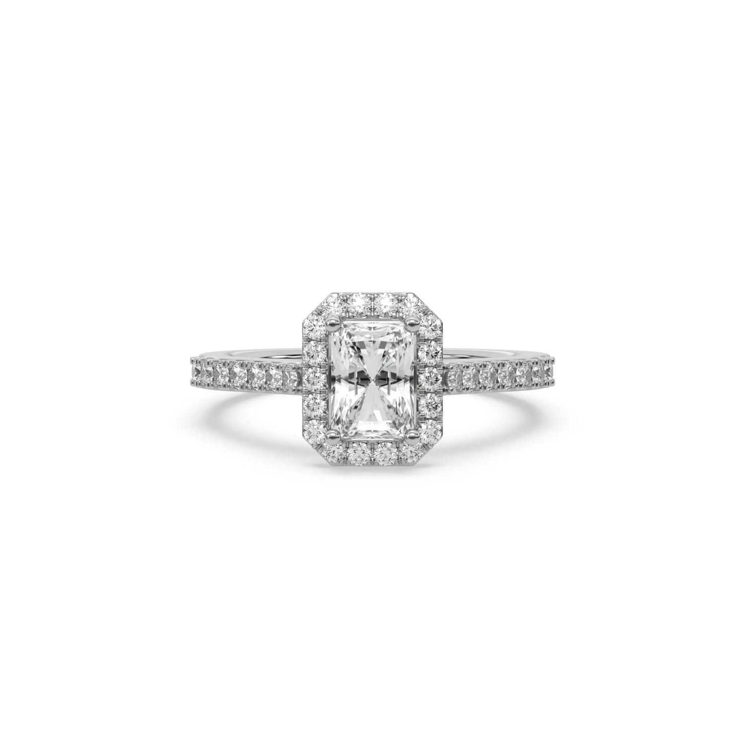 14K White Gold Radiant Solitaire Diamond Engagement Ring