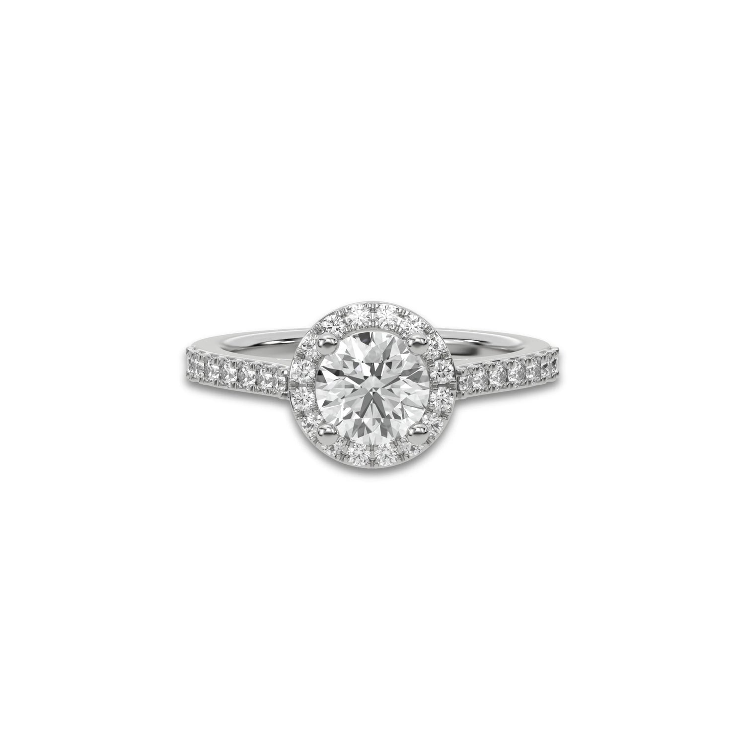 14K White Gold Round Solitaire Diamond Engagement Ring