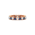 18K Rose Gold Heart Sapphire Gemstone and Diamond Eternity Ring