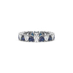 14K White Gold Heart Blue Sapphire Gemstone and Diamond Eternity Ring
