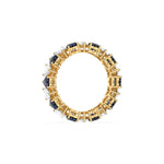 10K Yellow Gold Heart Sapphire Gemstone and Diamond Eternity Ring