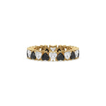 18K Yellow Gold Heart Black And White Diamond Full Eternity Ring