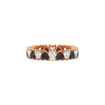 18K Rose Gold Heart Black And White Diamond Full Eternity Ring