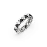 14K White Gold Heart Black And White Diamond Full Eternity Ring