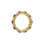 10K Yellow Gold Heart Black And White Diamond Full Eternity Ring