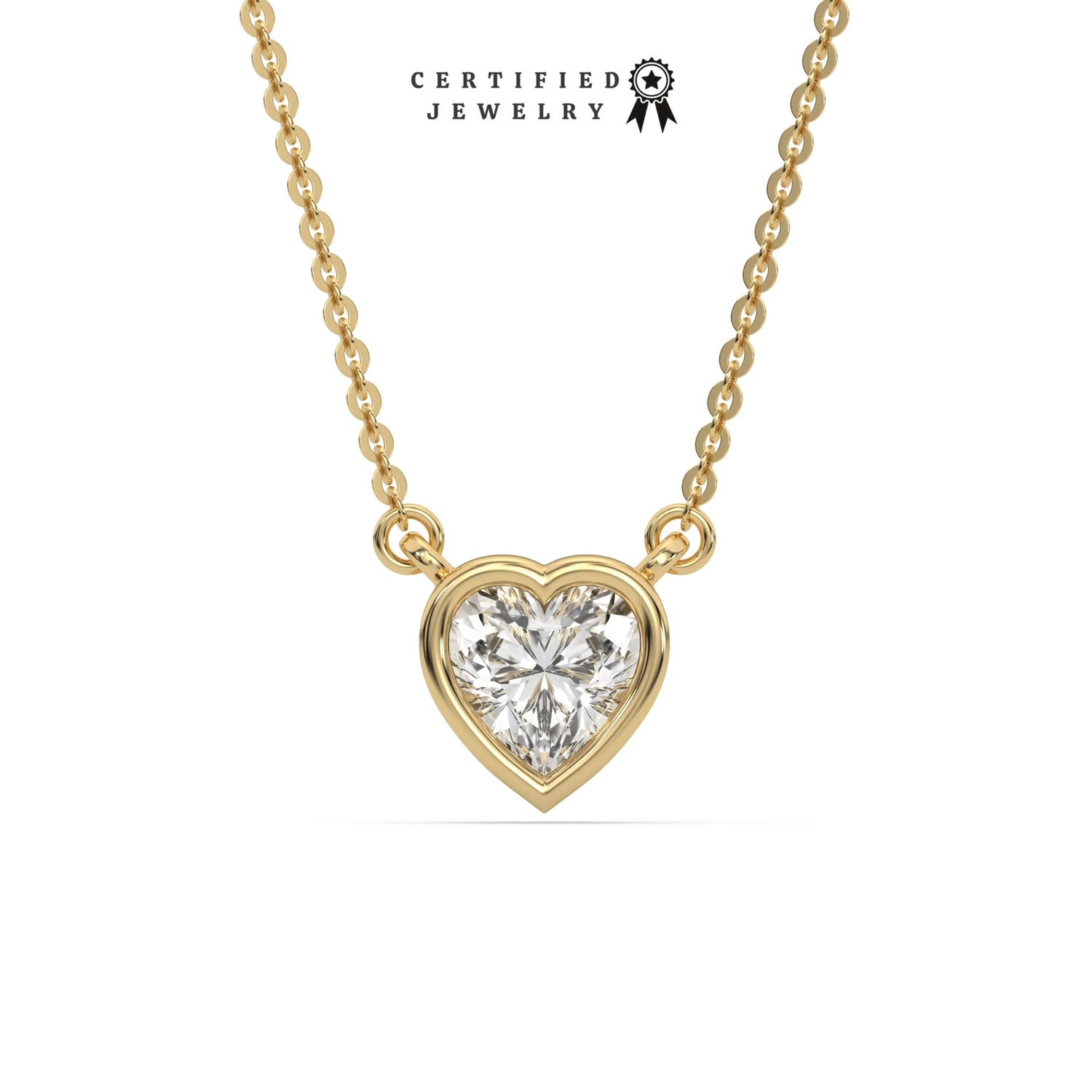 3 CT Lab Diamond Bezel Heart Solitaire Necklace