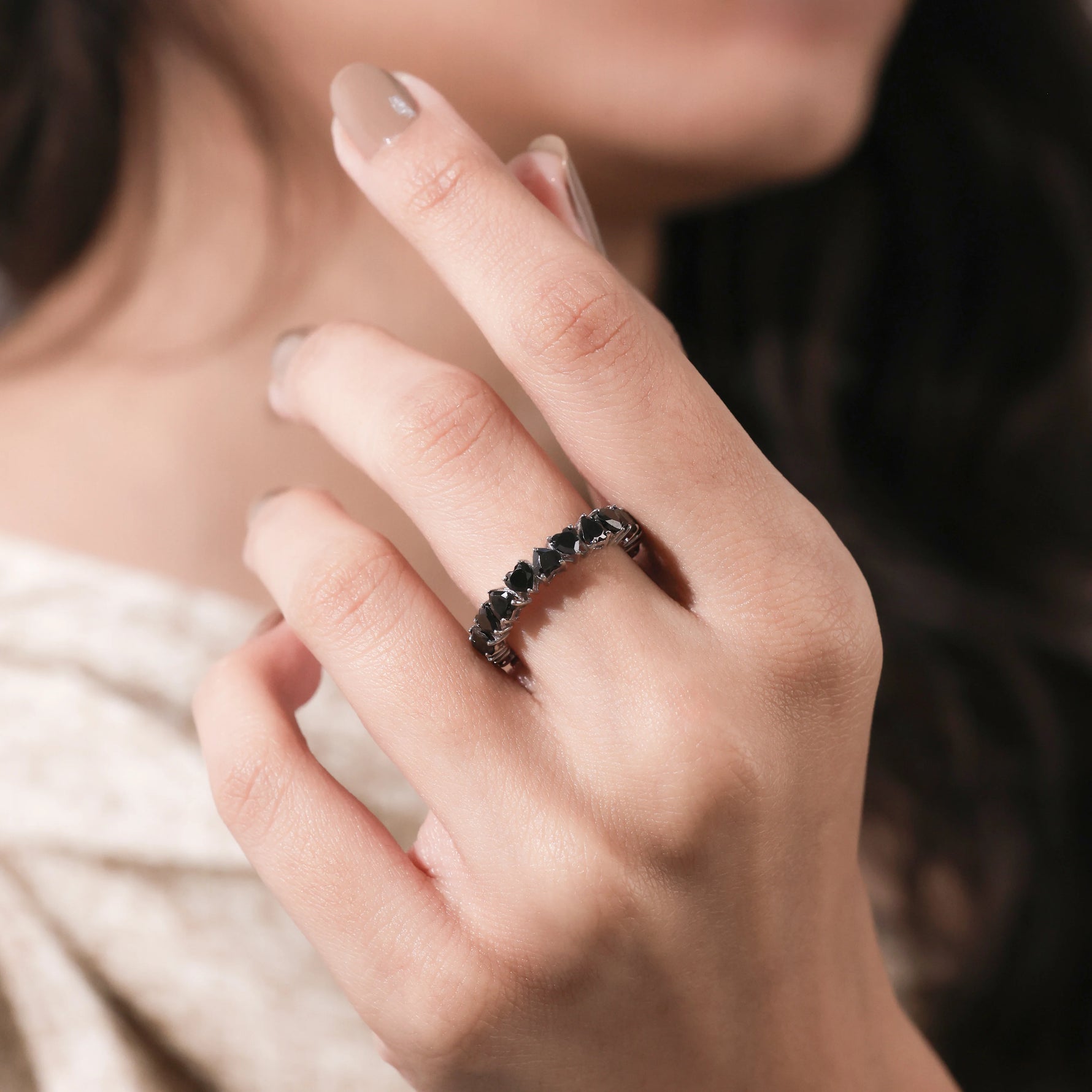 14K Heart Diamond Full Eternity Ring