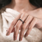 10K White Gold Heart Black Diamond Full Eternity Ring