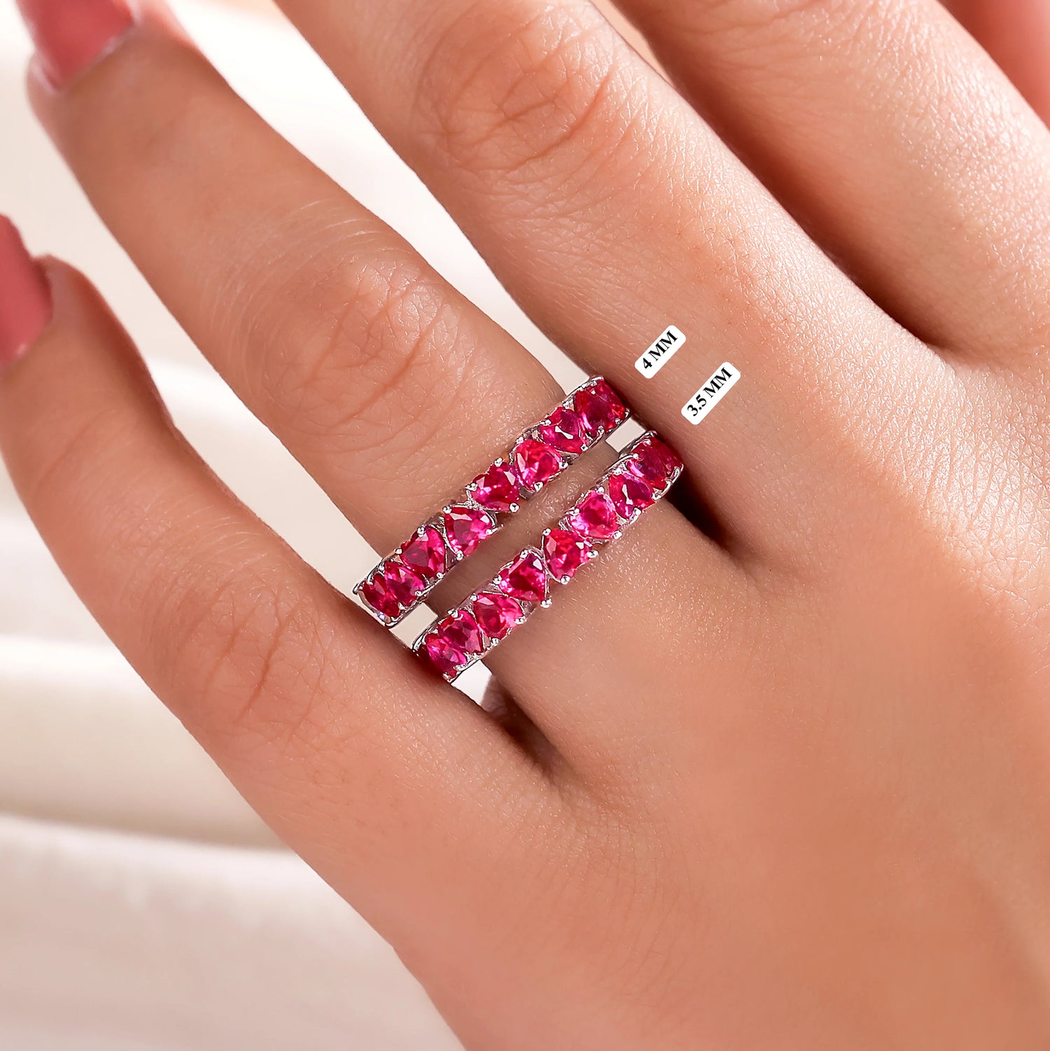 4.50 CT Heart Natural Ruby Eternity Ring