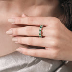 14K White Gold Heart Cut Diamond Emerald Gemstone Full Eternity Ring