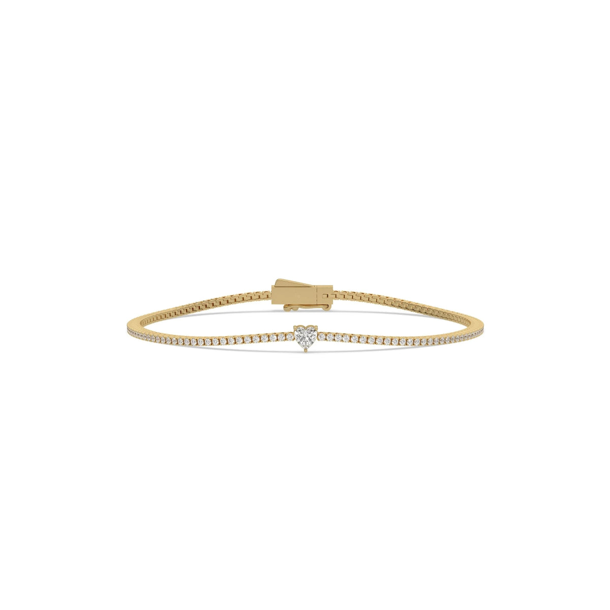 Heart-Center Round Natural Diamond Tennis Bracelet, 1.30 CT