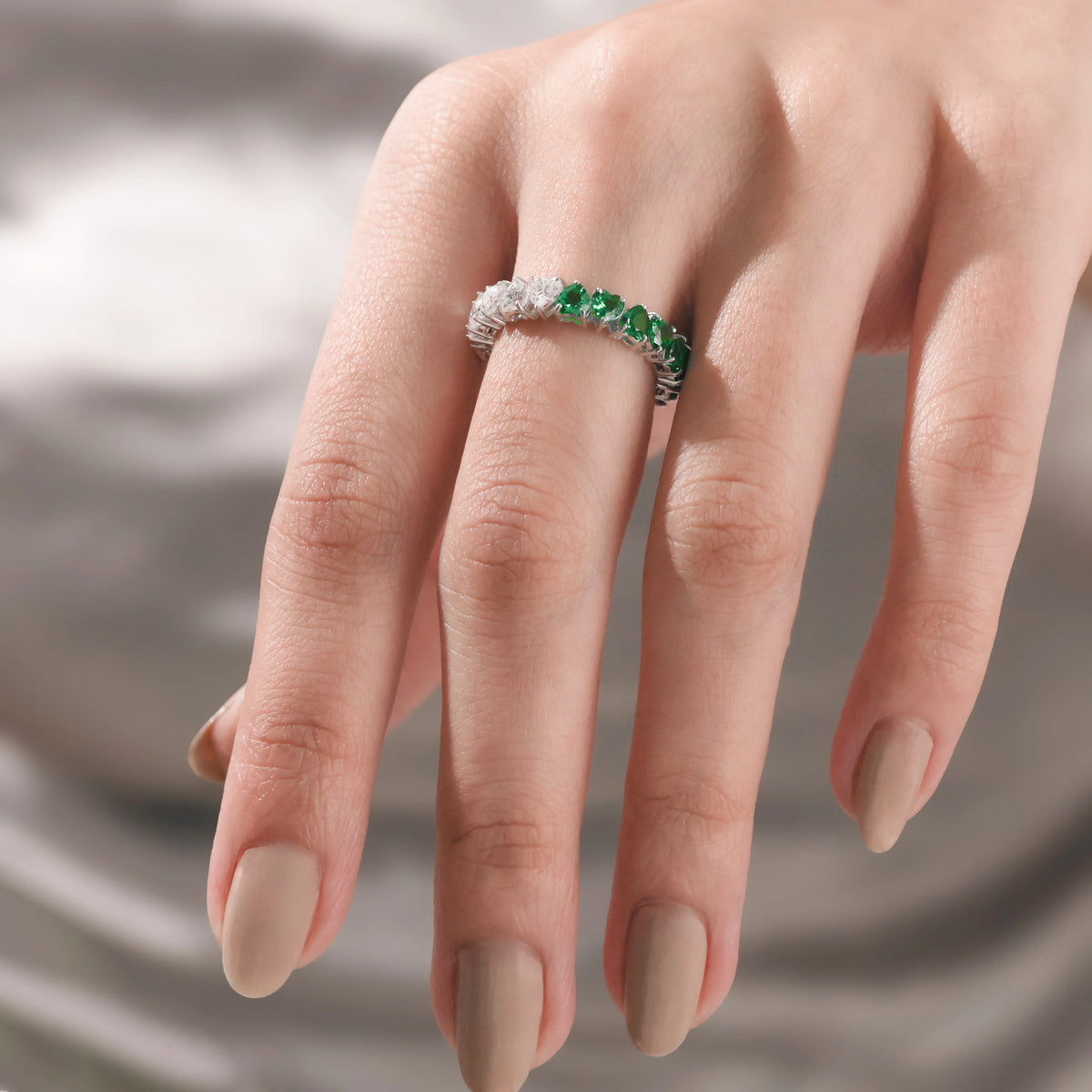 Heart Diamond Emerald Gemstone Ring
