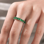 10K White Gold Heart Emerald Gemstone Eternity Ring