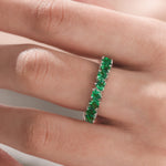 14K White Gold Heart Emerald Gemstone Ring