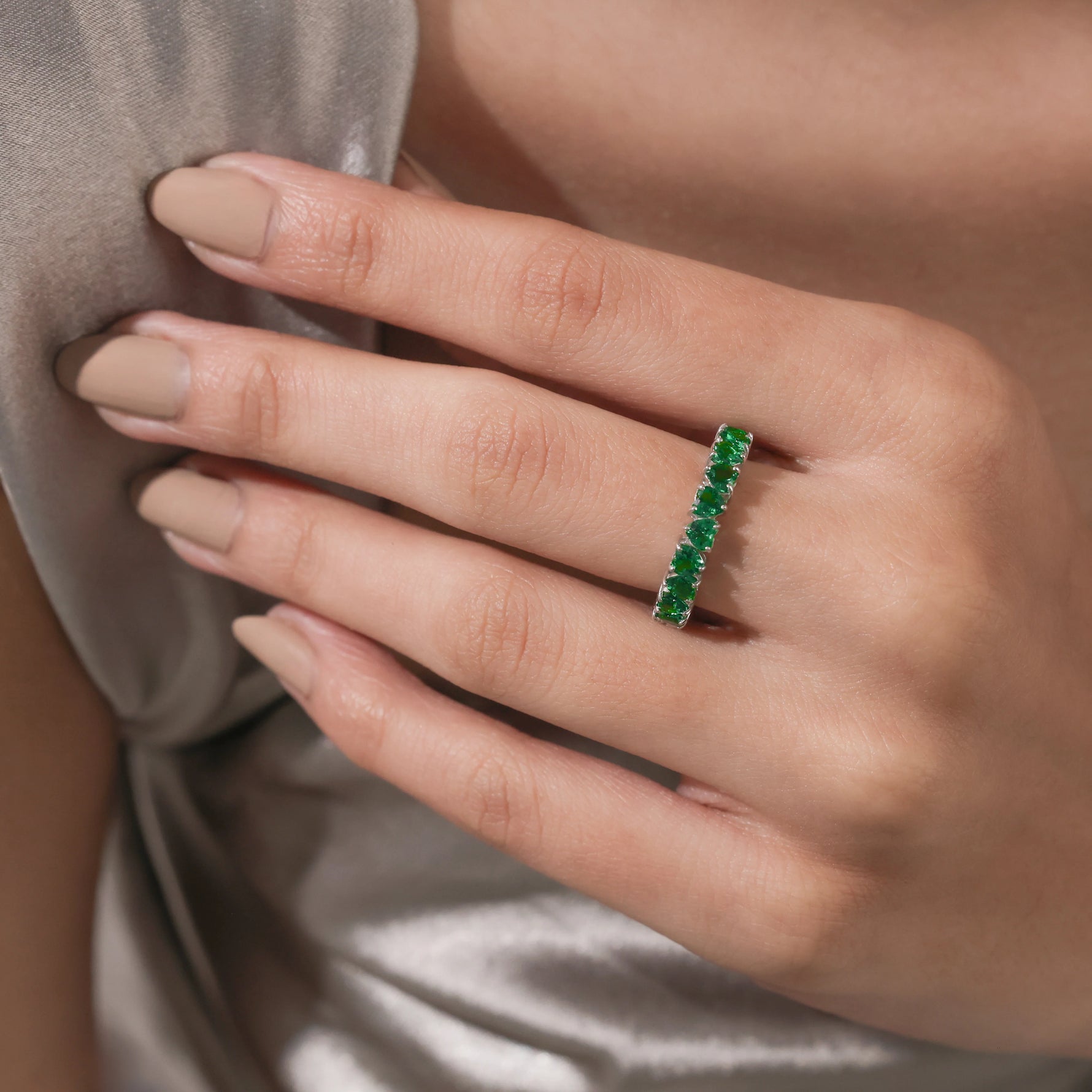 10k Gold Emerald Gemstone Full Eternity Ring