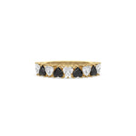18K Yellow Gold Heart Black and White Diamond Eternity Ring