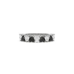 18K White Gold Heart Black and White Diamond Eternity Ring