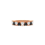 18K Rose Gold Heart Black and White Diamond Eternity Ring
