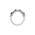 14K White Gold Heart Black and White Diamond Eternity Ring