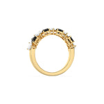10K Yellow Gold Heart Black and White Diamond Eternity Ring