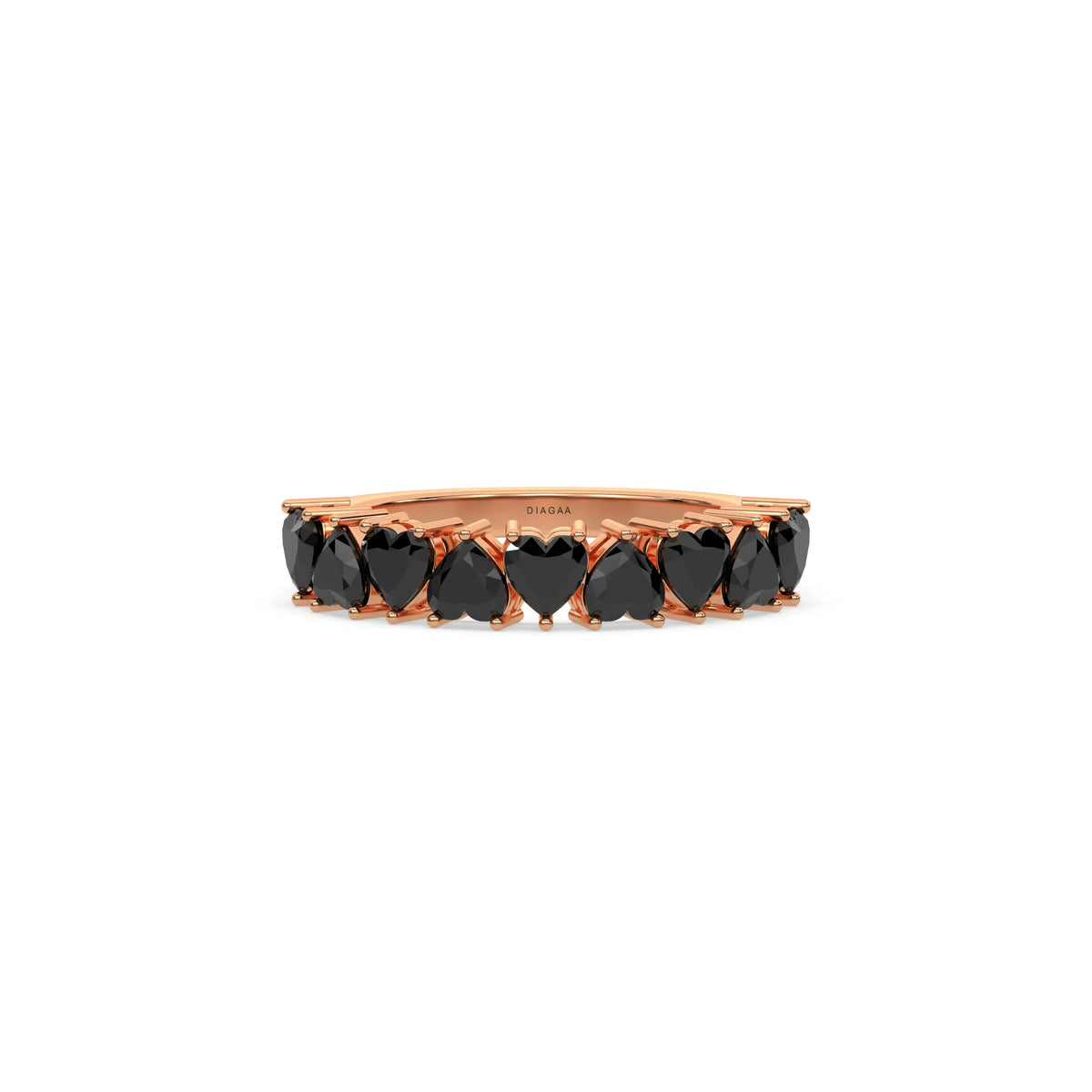 18K Rose Gold Heart Black Diamond Eternity Ring