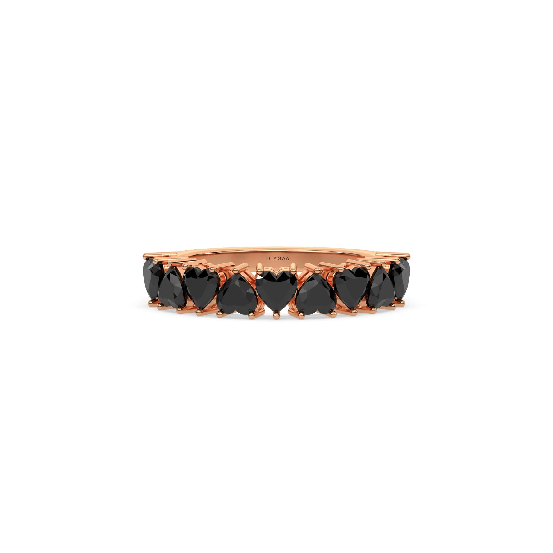 18K Rose Gold Heart Black Diamond Eternity Ring