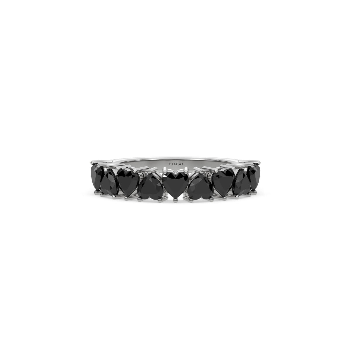 18K White Gold Heart Black Diamond Eternity Ring