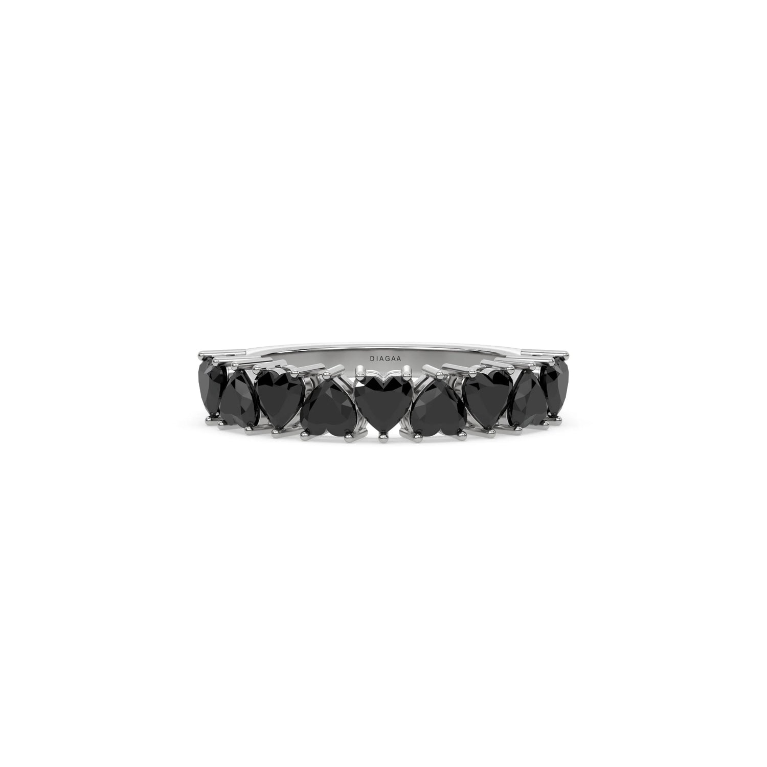 18K White Gold Heart Black Diamond Eternity Ring