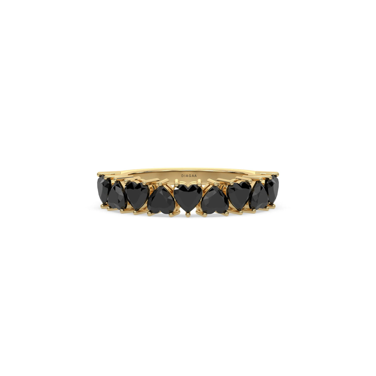 18K Yellow Gold Heart Black Diamond Eternity Ring